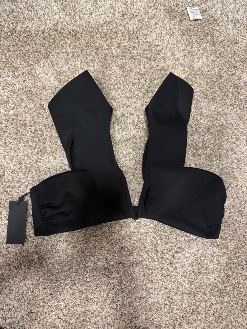 NWT Kendall + Kylie Plunging Black ruffle bikini top